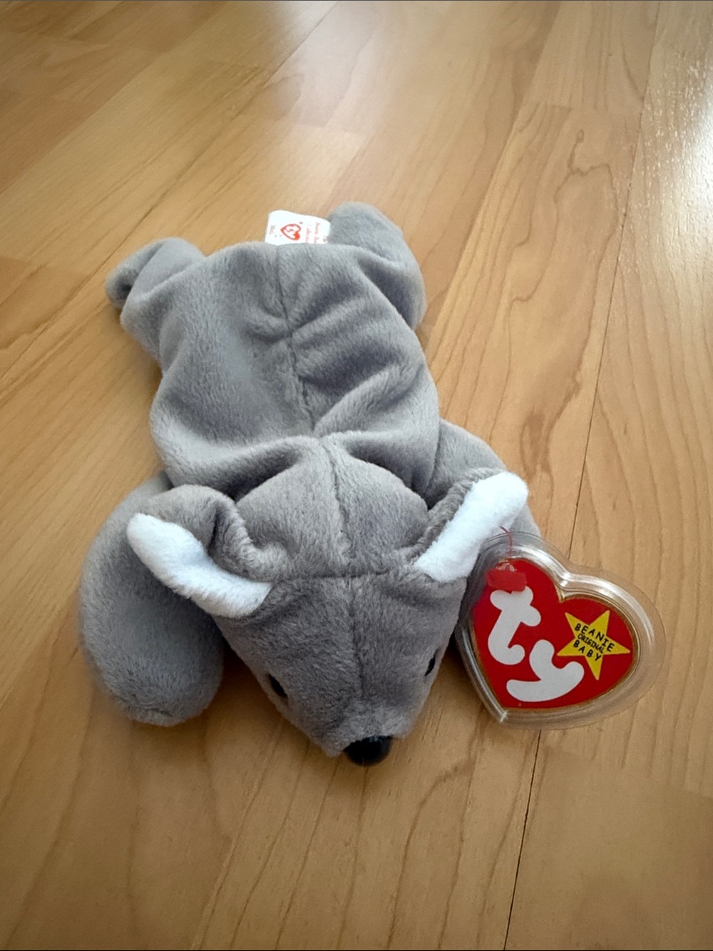 Ty Gray and White Mouse Plush with Heart Tag